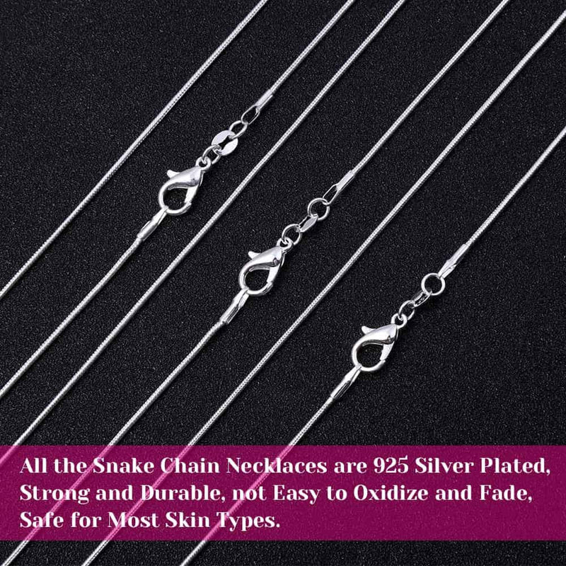 Paxcoo 30 Pack Necklace Chain Silver Plated Necklace Snake Chains Bulk for Jewelry Making, 1.2 mm (18 Inches) 18 Inches - NewNest Australia