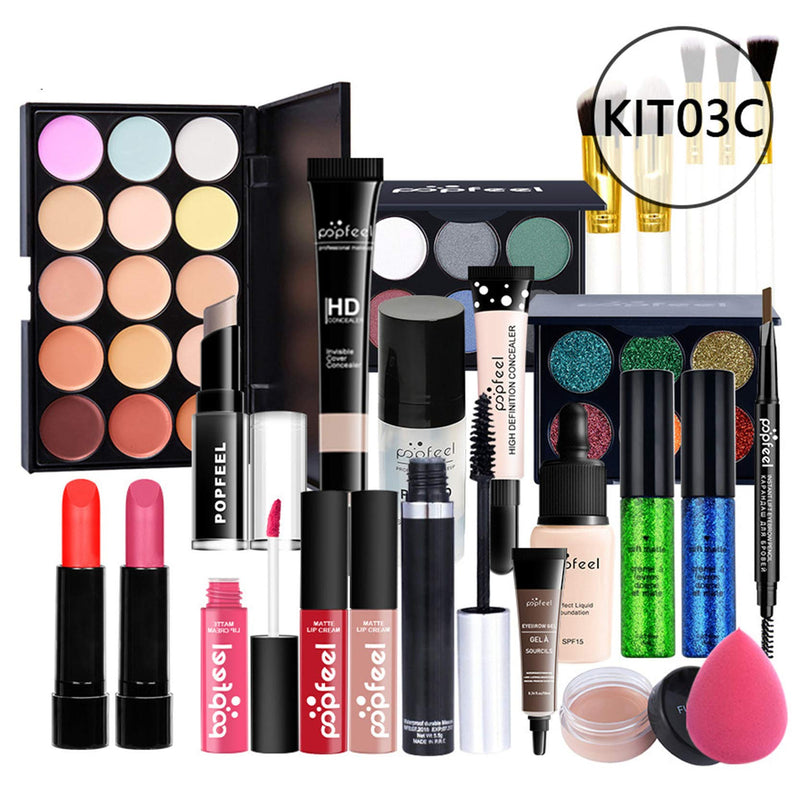 CHESSO Multi-purpose Makeup Kit All-in-One Makeup Gift Set Makeup Essential Starter Kit Lip Gloss Blush Brush Eyeshadow Palette Highly Pigmented Cosmetic Palette #2 #1-25PCS - NewNest Australia