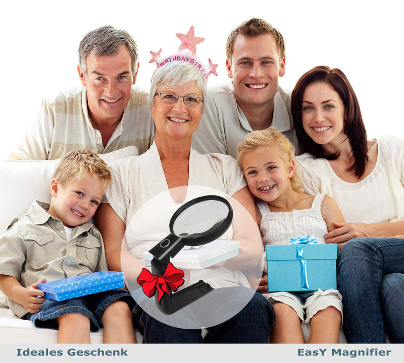 EasY Magnifier Large Magnifying Glass 2X Hands Free with LED Light and Stand Alone; Spot Lens 4X; Lighted Standing Desktop Loupe for Reading Close up Work, Gift for Visually Impaired - NewNest Australia