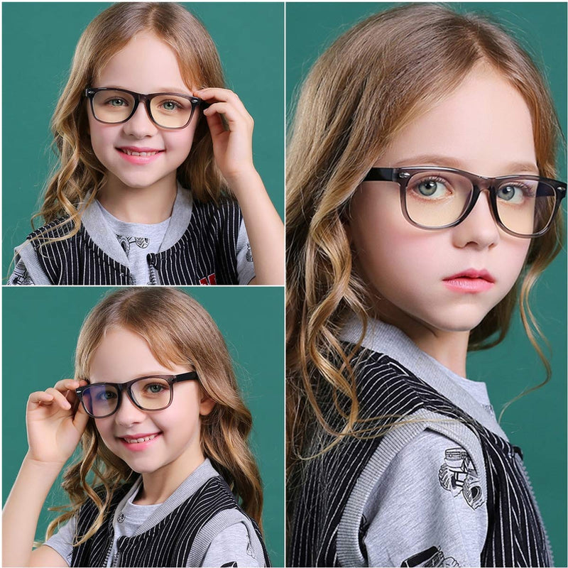 Kids Blue Light Blocking Glasses girls boys 2 pack, computer video gaming glasses for kids girls boys Age 3-10,Anti blue light & Headache (black blue + transparent purple) Black Blue + Transparent Purple - NewNest Australia