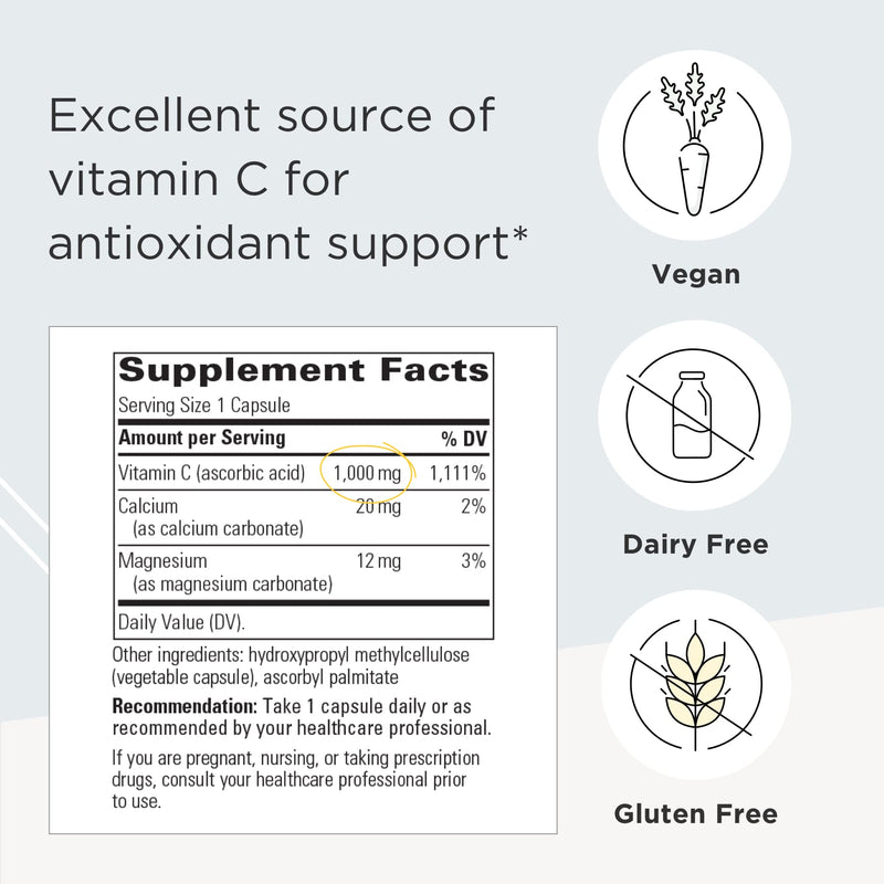 Integrative Therapeutics Buffered Vitamin C 1,000 mg - Antioxidant Support Supplement* - Immune Support Supplement with Magnesium and Calcium* - Gluten Free - 60 Vegan Capsules Standard Packaging - NewNest Australia