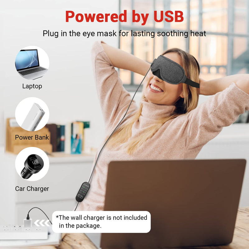 DR.PREPARE Heated Eye Mask, Electric USB Cotton Eye Compress Heating Pad with Smart Temperature & Timer Control, Earplugs for Sleep, Dry Eyes, Blepharitis, Dark Circles and Puffy Eyes - NewNest Australia