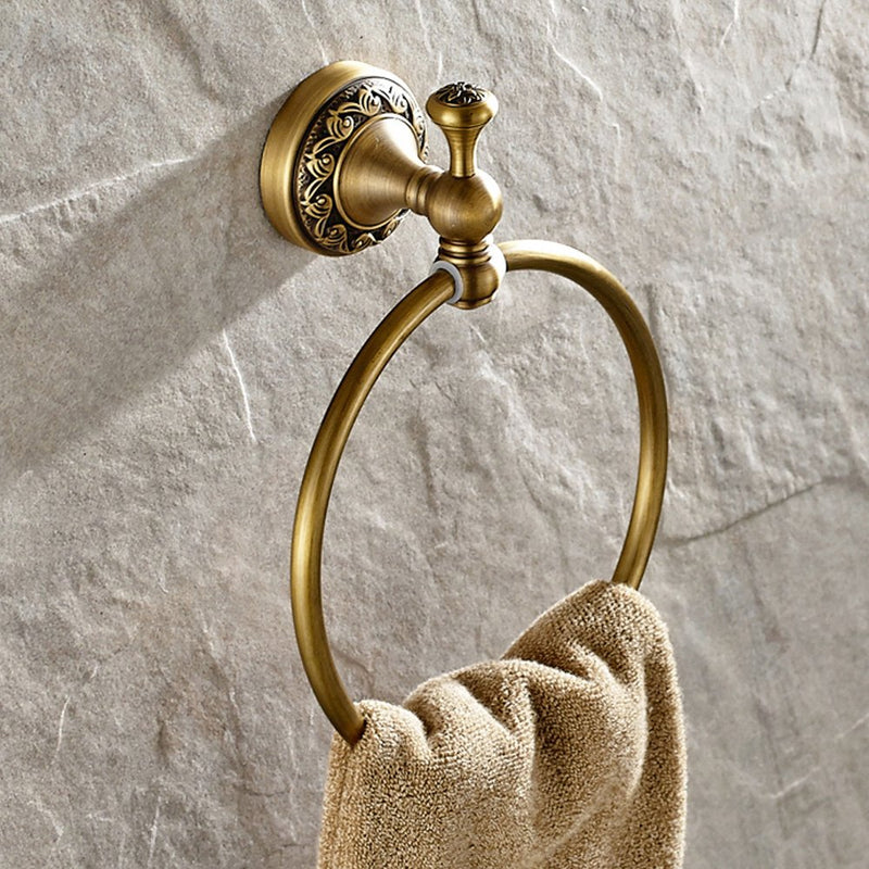 Leyden Antique Brass Towle Ring, Bathroom Retro Round Towel Holder, Wall Mounted Bath Hand Towel Rack Rail Bathroom Hardware Round Towel Ring - NewNest Australia