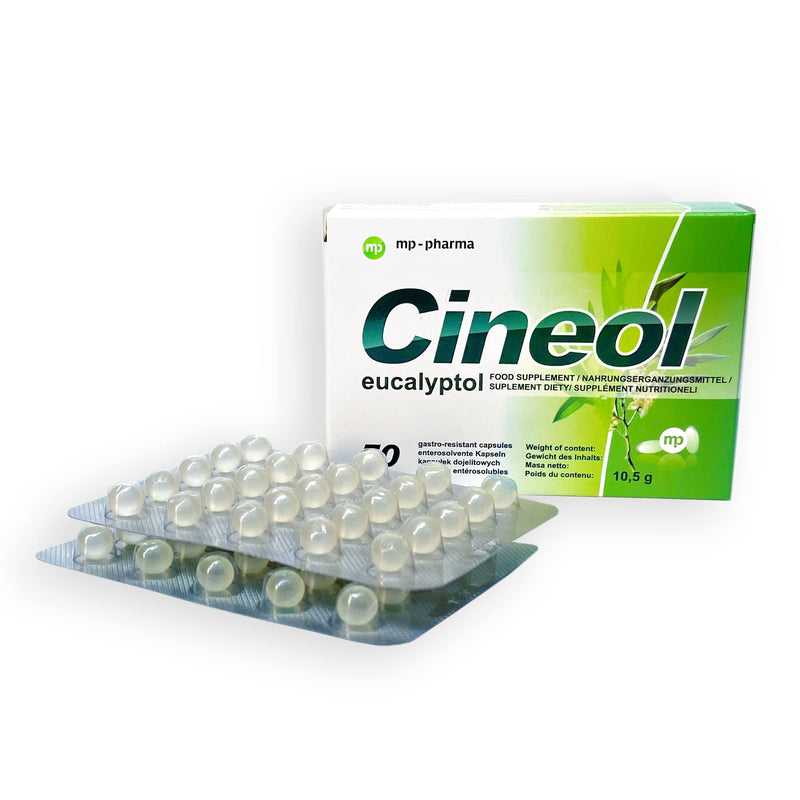 Cineol Eucalyptol - 100% Natural - Capsules With Eucalyptus Oil - For Inflammation Of The Upper Respiratory Tract And Colds - Dietary Supplement - Pack Of 50 - NewNest Australia