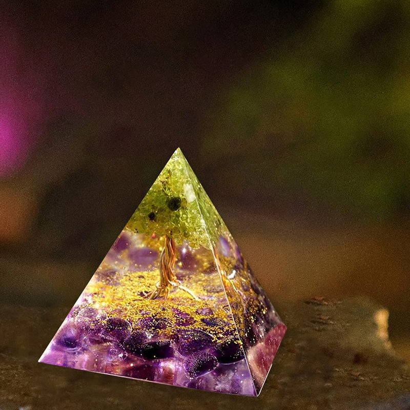VNSTKWW Orgone Pyramid Crystal, Healing Chakra Pyramid for Protection,Balancing Positive Energy,Amethyst Emotional-Negativity Removal Stone,Clear Quartz Crystal Point for Meditation(2.36 inch) A - NewNest Australia