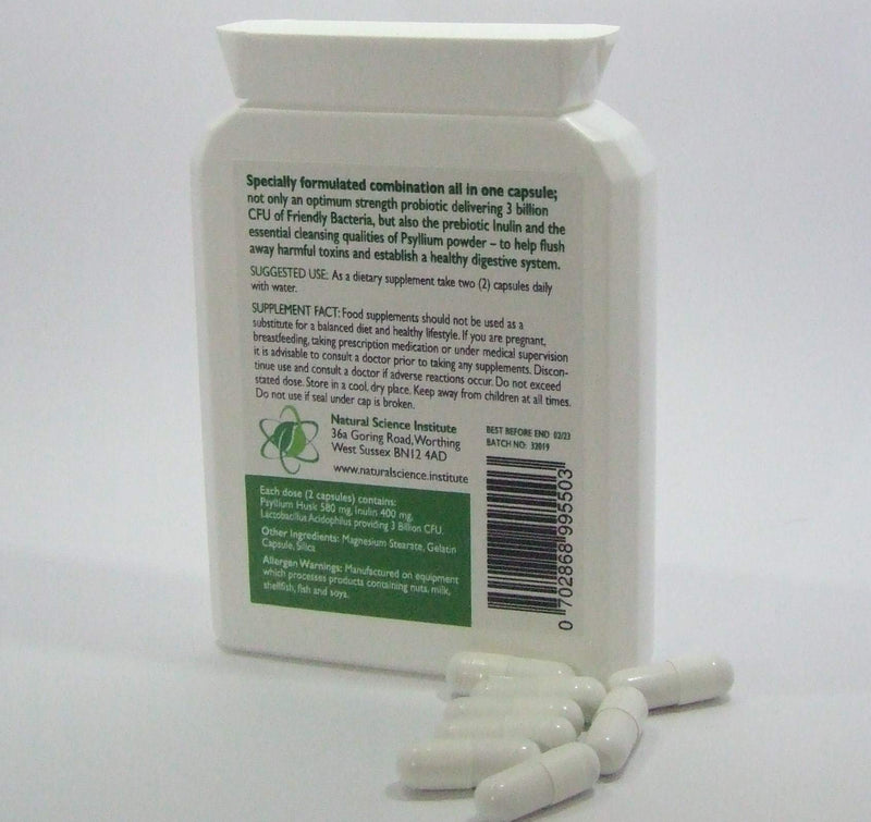 PROBIOTIC 3Billion CFU Cleanse Detox - All Combined in one Capsule - 3 Billion Friendly Bacteria – Plus Essential Cleansing psyllium – Flush Away Harmful toxins - Establish Healthy Digestive System - NewNest Australia