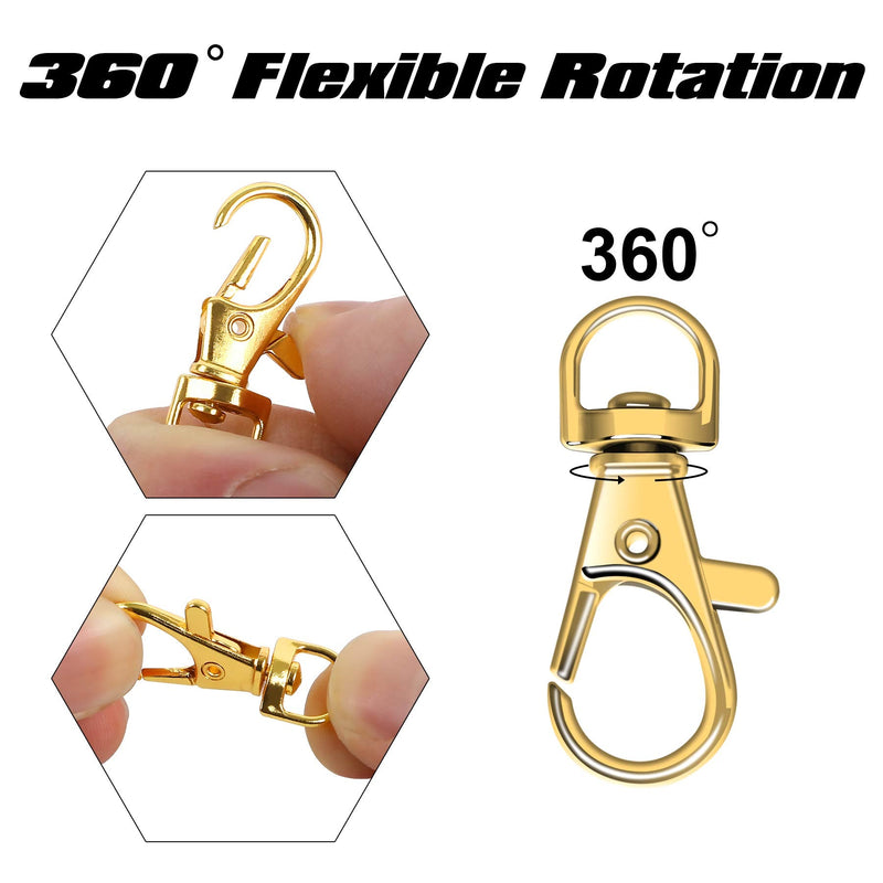 60pcs Gold Swivel Snap Hooks with Key Rings, Keychain Clip Hooks, Key Chain Rings, Lobster Claw Clasps for Lanyard Clip Jewelry Making Crafts - NewNest Australia