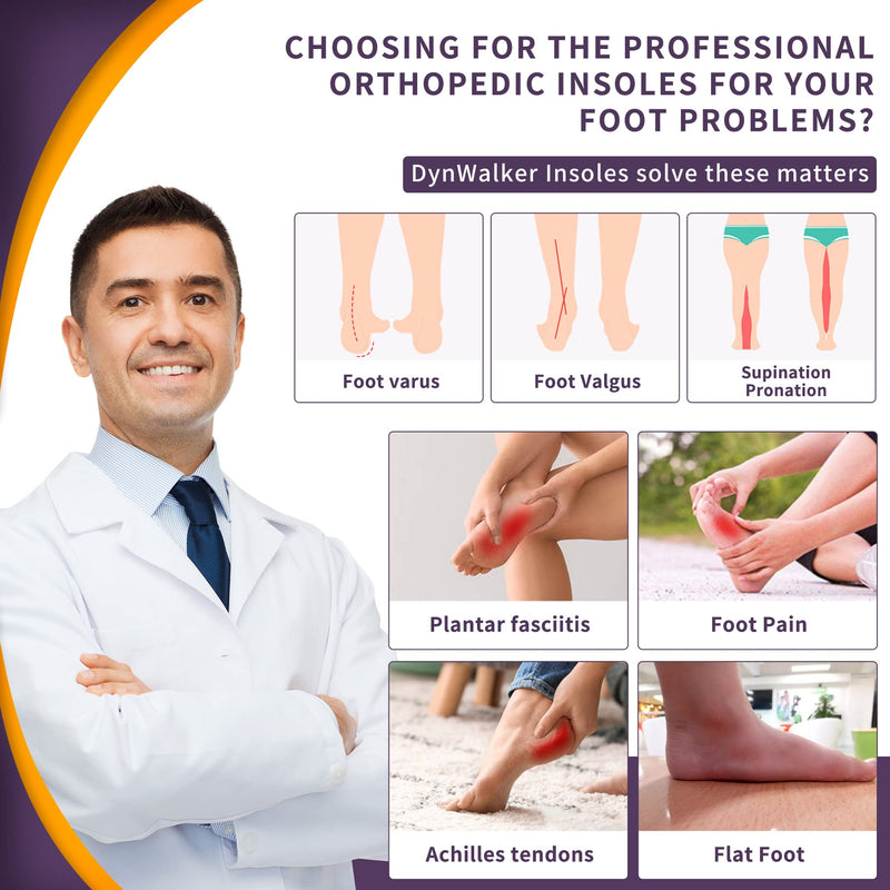Tendonitis Insoles Orthotic Inserts DynWalker High Arch Support Plantar Fasciitis Metatarsalgia Inserts for Flat Feet Pronation for Women Men Standing All Day S S: ( 6 -6.5 ) - NewNest Australia
