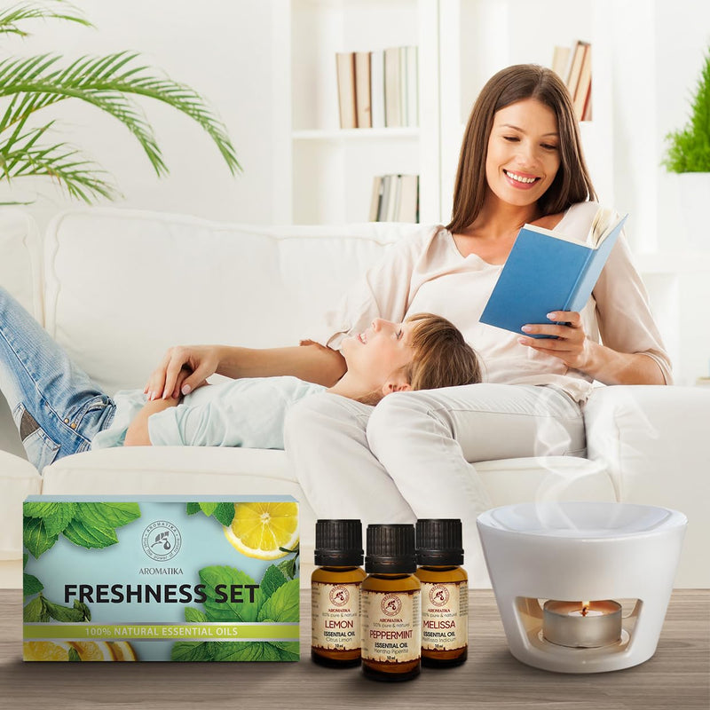 Essential Oils Set 3 X 10 Ml - Pure Fresh Set With Peppermint Oil Lemon Oil Melissa Oil - 30 Ml - Aromatherapy Gift Set For Diffuser - Fragrance Oils For Diffusers And Soap Making - NewNest Australia