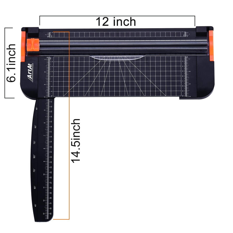ArtAt A4 Paper Cutter Guillotine:12 Inch Straight Cutting Paper Trimmer Scrapbooking Tool with Automatic Security Blades for Cut Craft Paper Card Coupon Vinyl Label and Photo Side Ruler Guillotine - NewNest Australia