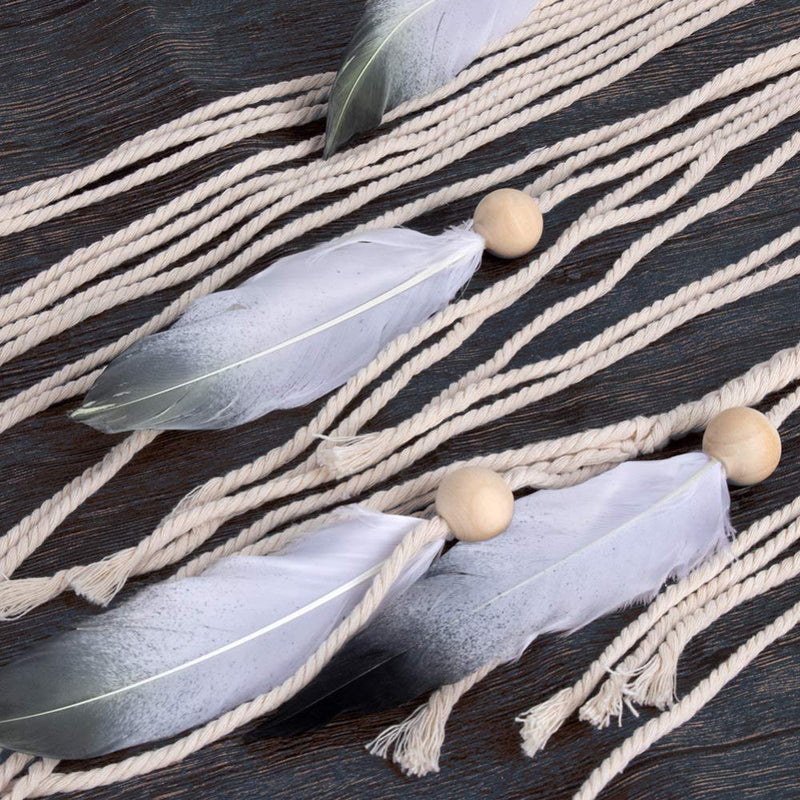 NewNest Australia - KERIQI Macrame Dream Catcher Wall Decor, Boho Large Dreamcatcher with Feather Leaf and Bead Wall Hanging for Kids Bedroom Bohemian Wedding Farmhouse Home Decor, 36 x 12 Inches 