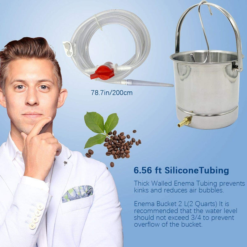 Smokitcen Coffee Enema Bucket Kit Stainless Steel 2 Quart Capacity for Cleansing Detox Enemas - NewNest Australia