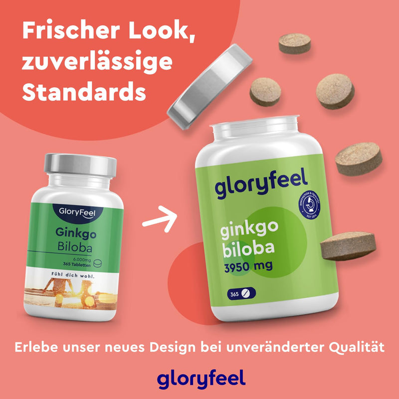 Ginkgo Biloba 3950Mg - 365 Tablets High Dose - With Flavonoglycosides + Terpene Lactones & Ginkgo Acid-Free - 50:1 Extract - Laboratory Tested, Vegan And Made In Germany Without Additives - NewNest Australia
