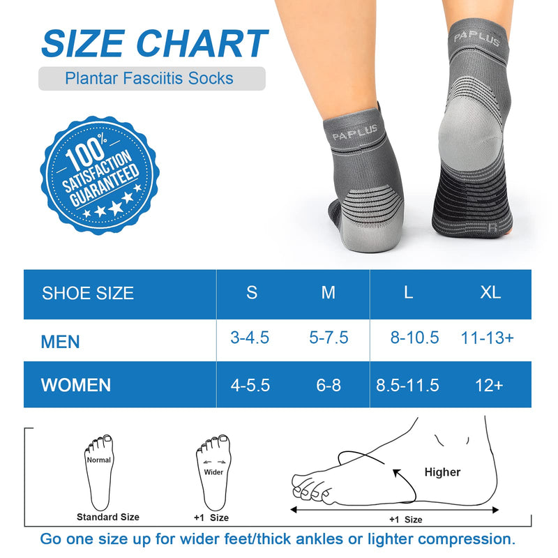 Plantar Fasciitis Sock (6 Pairs) for Men and Women, Compression Foot Sleeves with Arch and Ankle Support (Black, Gray, White, Small) 2 Black+2 Gray+2 White(6 pairs) Small (6 Pair) - NewNest Australia