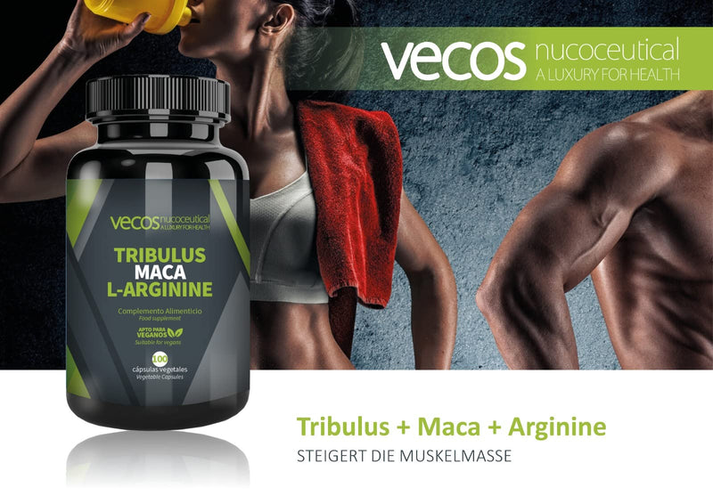 Tribulus Terrestris | Supplement for Athletes with Earth Burrel - Burrel Athorn + Maca + L-Arginine | 100 Capsules | Helps Increase Muscle Mass | Antioxidant Properties - NewNest Australia