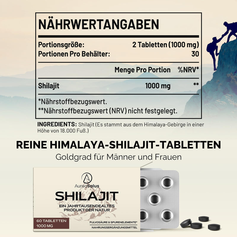 Shilajit Tablets Himalayan Resin Alternative - 30,000 mg, 60 Tablets, Rich in Fulvic Acid, with 85+ Minerals & Fulvic Acid, Easier to Take Than Shilajit Resin (Pack of 1) 60 Pieces (Pack of 1) - NewNest Australia