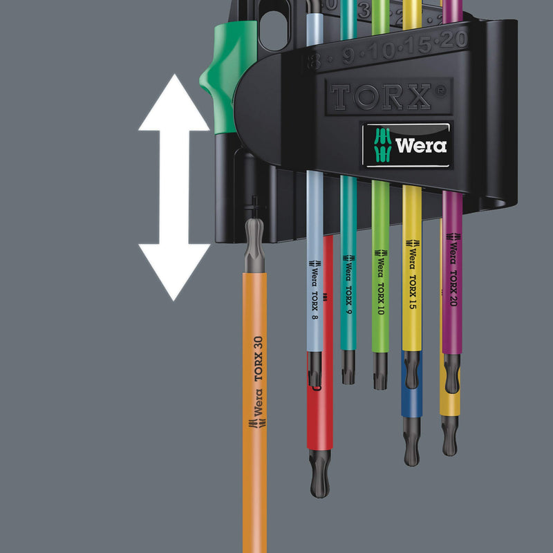 Wera 05073599001 967 Spkl/9 Torx Bo Multicolor L-Key Set for Tamper-Proof Torx Screws, Blacklaser, 9 Pieces Original Version - NewNest Australia