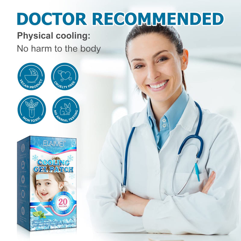 20 Sheets Fever Patches For Kids - Cooling Hot Weather Gel Patches For Adults - Headache Patches - Fever Cooling Pads For Forehead - Cooling And Pain Relieving - NewNest Australia