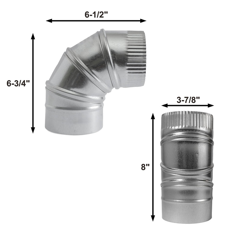 4 Inch 90-Degree HVAC Elbow Duct - Galvanized 26 Gauge Adjustable Sheet Metal Elbow Duct Connector, Flexible Round Tube Air Ventilation & Fully Adjustable Vent Pipe HVAC Ductwork - Easy to Install - NewNest Australia