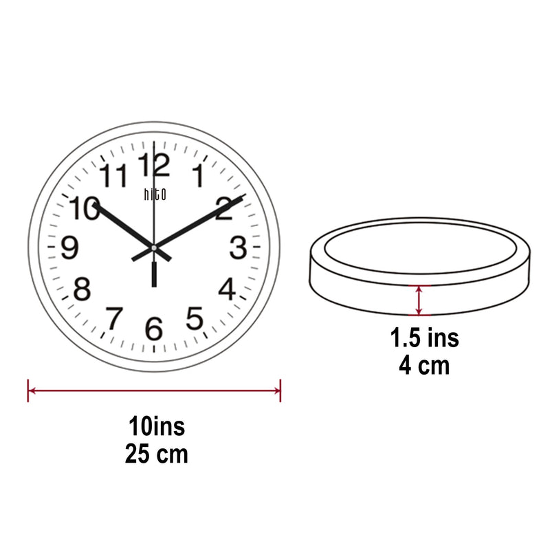 NewNest Australia - hito Modern Silent Wall Clock Non ticking 10 inch Excellent Accurate Sweep Movement Silver Aluminum Frame Glass Cover, Decorative for Kitchen, Living Room, Bedroom, Bathroom, Bedroom, Office (White) White 