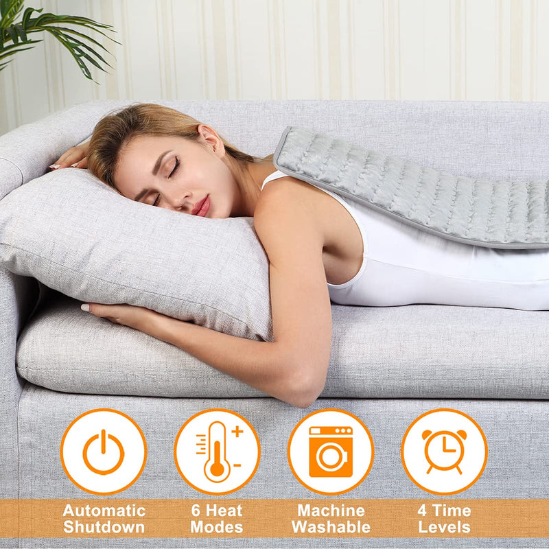 Heating Pad, Electric Heat Pad for Back Pain and Cramps Relief - Electric Fast Heat Pad with 6 Heat Settings -Auto Shut Off- Machine Washable 12" x 24" 30.48x60.96 cm (Pack of 1) - NewNest Australia