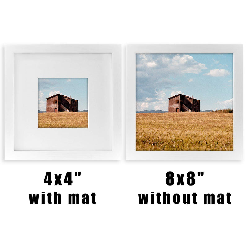 NewNest Australia - 8x8 White Picture Frames Square Nature Solid Wood 2 Pack for Wall Mounting and Tabletop Display 8x8 