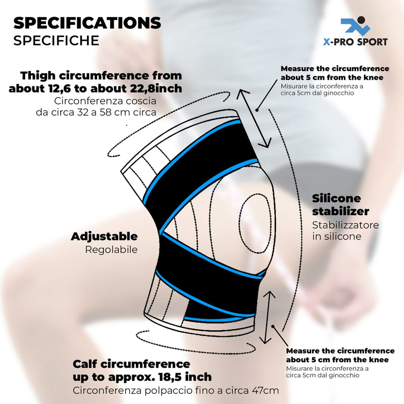 Knee Brace with Side Stabilizers, X-Pro Sport Adjustable Patella Meniscus Cruciate Ligament Support, Professional Breathable Orthopedic Brace for Men and Women - NewNest Australia