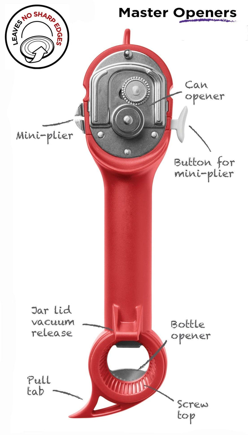 NewNest Australia - Kuhn Rikon Safety Master Opener for Cans, Bottles and Jars, 9 x 2.75 inches, Red 