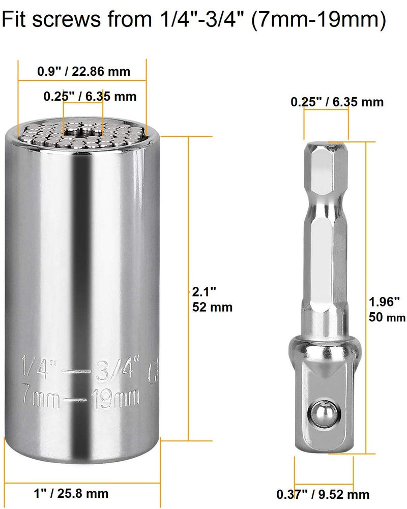 Universal Socket Grip Adapter LEBERNA 4 PCS | Multi Functional Sockets Set Ratchet Power Drill Bit Wrench 1/4"-3/4" (7mm-19mm) Professional Repair Tools Gifts for Dad Men Fathers Husband DIY Handyman 4 pcs Set - NewNest Australia