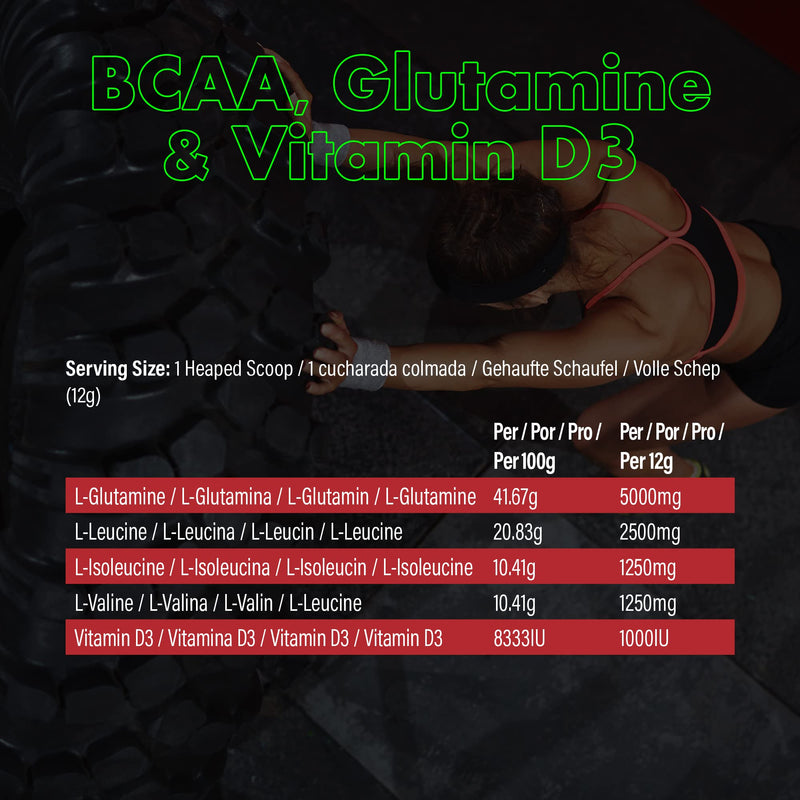 NXT Nutrition BCAA, Glutamine & Vitamin D | BCAAs Amino Acids with Vitamin D3 and L-Glutamine - for Recovery, Gut Health and Muscle Protein Synthesis | Strawberry Lime | 360g - 30 Serving - NewNest Australia