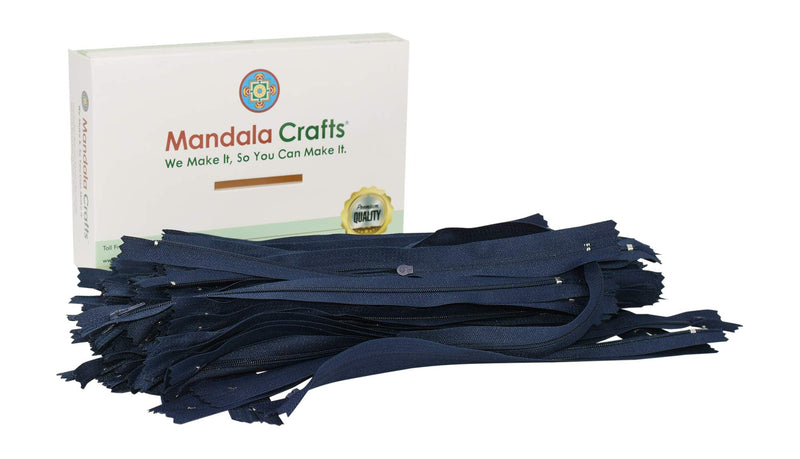 Nylon Zippers for Sewing, Bulk Zipper Supplies by Mandala Crafts (4 Inches, Navy Blue) 4 Inches - NewNest Australia