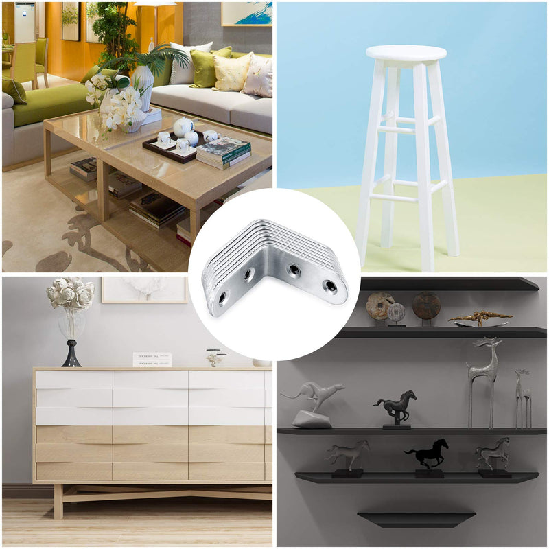 Does Not Apply,Pack Of 10 Stainless Steel Angle Shelf Brackets, Corner Connectors, Metal, Angle Connectors, 90 Degree Corner Connectors, Shelf Coner Brace Brackets For Shelves, Furniture, Wood, With Screws - NewNest Australia