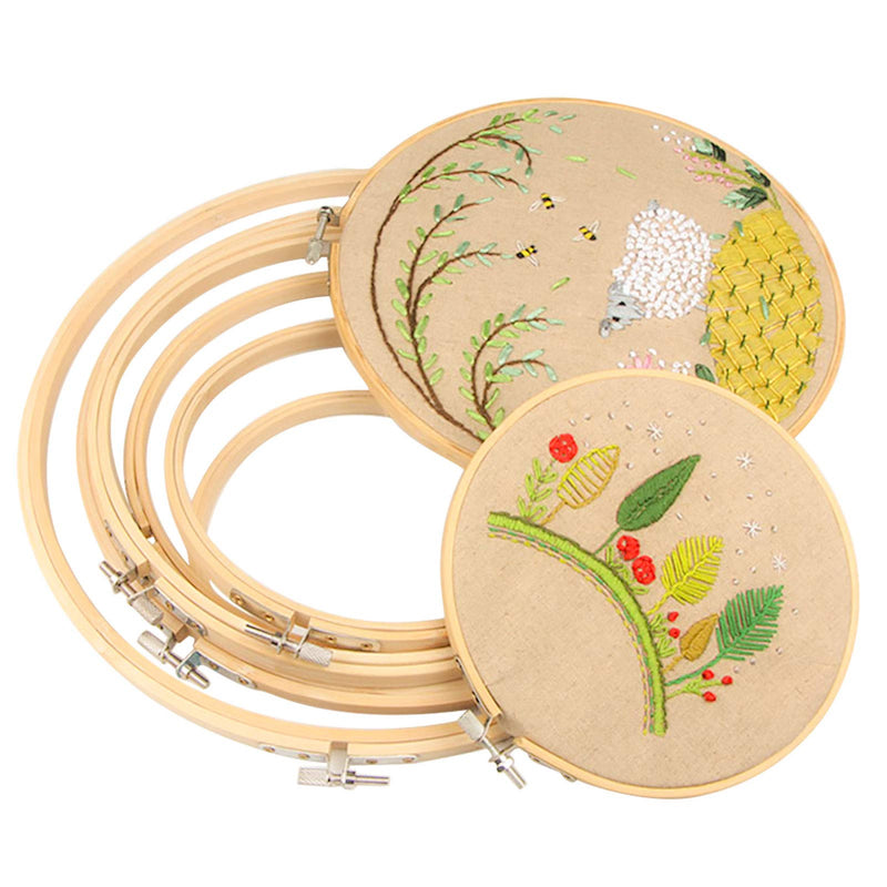 Similane 5 Pieces Embroidery Hoops Bamboo Circle Cross Stitch Hoop Ring 5 inch to 10 inch for Embroidery and Cross Stitch - NewNest Australia