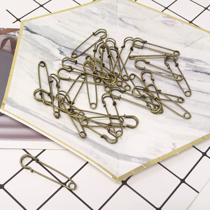 Honbay 30PCS 5cm/2Inch Brooches Heavy Duty Safety Pins for Blankets, Sweaters, Shawls, Kilts, Crafts (Bronze) Bronze - NewNest Australia