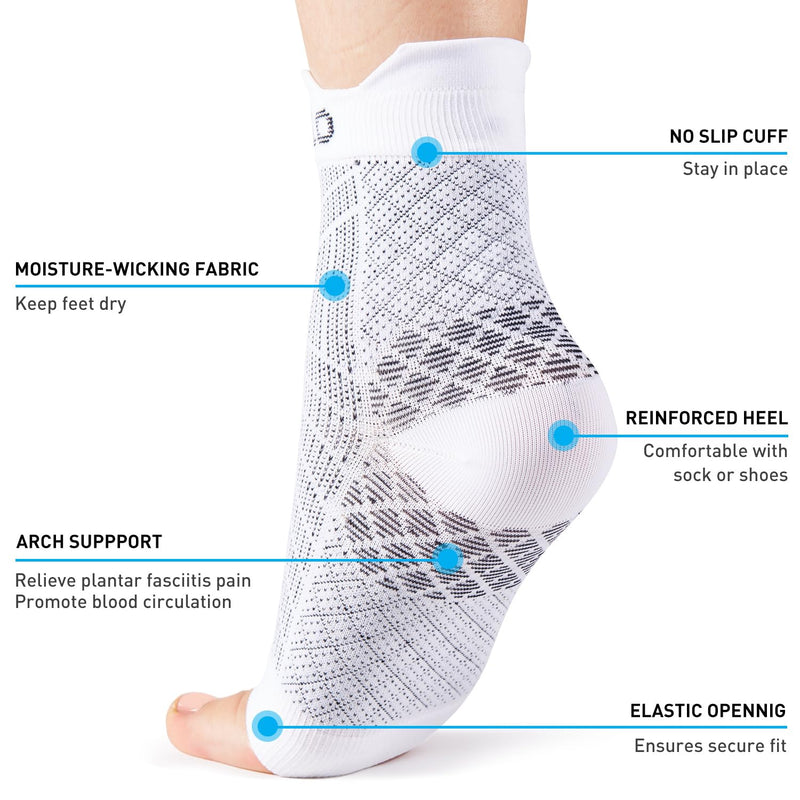 Hueglo 4 Pairs Ankle Brace Orthopedic Compression Socks Neuropathy Ankle Brace Arthritis Achilles Tendon Bandage Plantar Fasciitis Foot Bandage Ankle Sports Plantar Fasciitis Socks, White - NewNest Australia