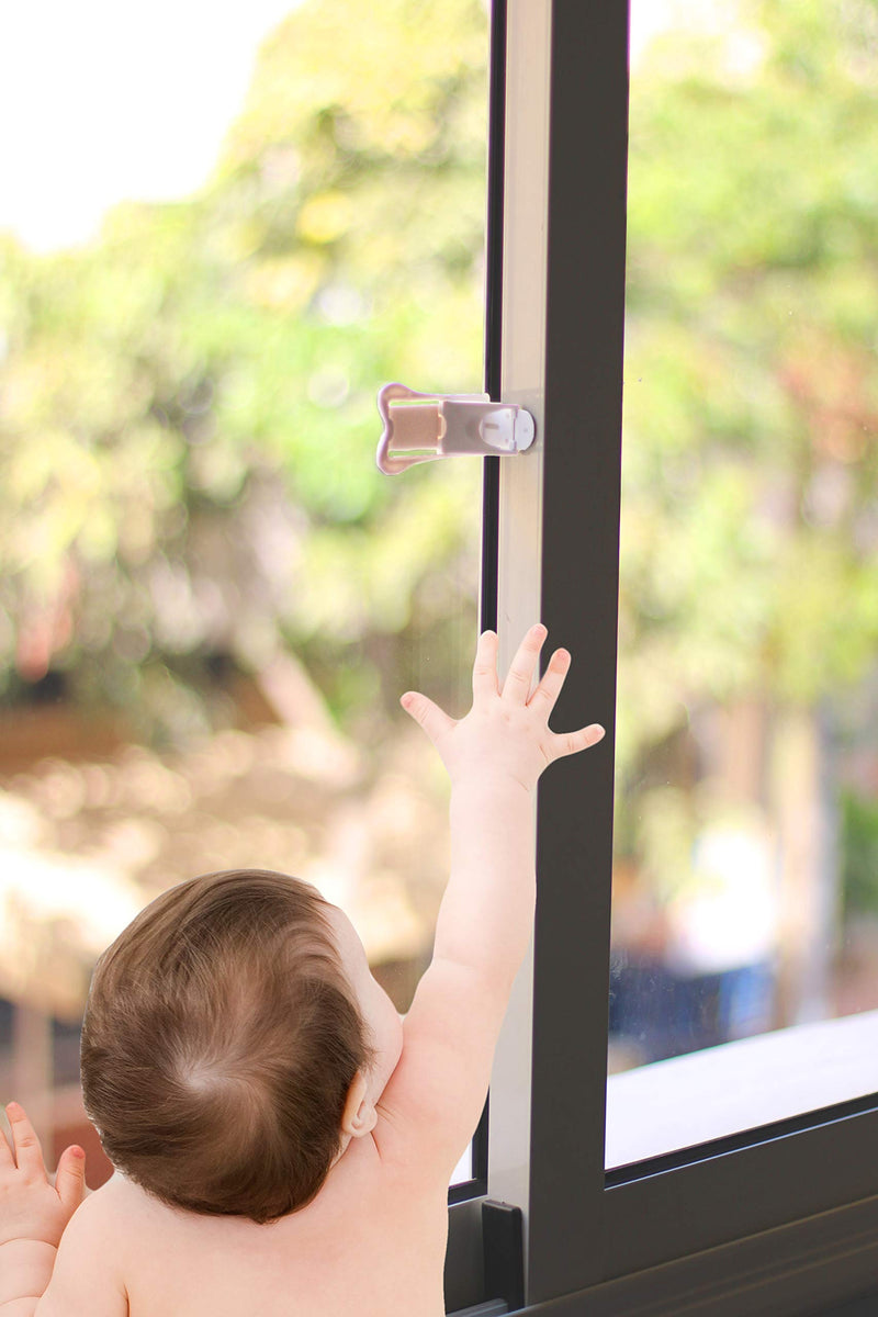 Sliding Door Lock for Child Safety (4-Pack) - Inaya - Child Proof Locks for Sliding Glass Doors, Windows, Closets & Cabinets. Safety Locks for All Your Home Openings. - NewNest Australia