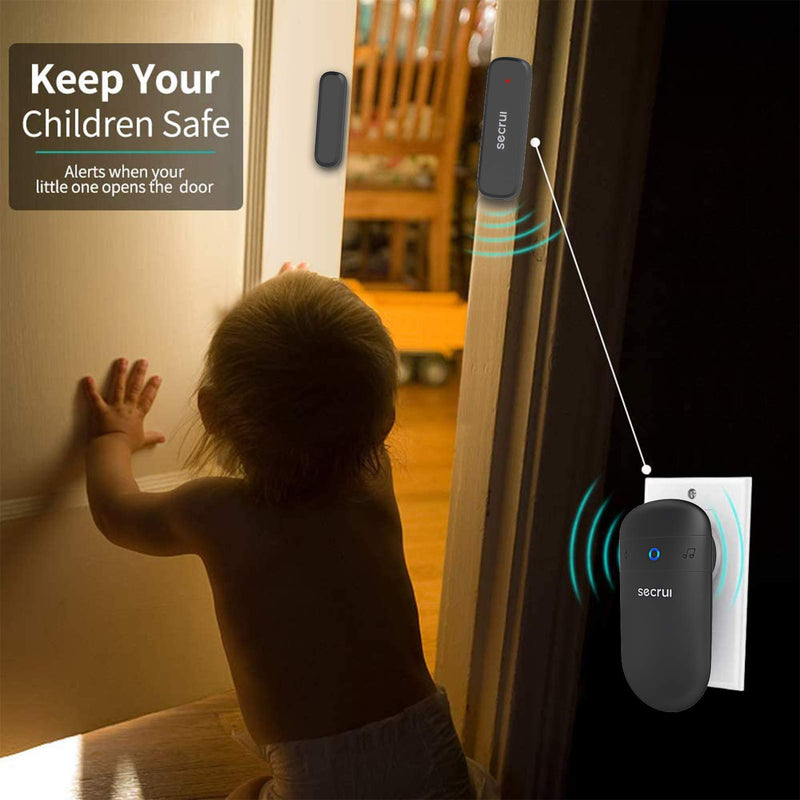 Door Chime – Door Entry Chime for Front Door – Wireless Door Sensor with 52 Chimes Flash Lights Adjustable Volume Levels – Door Ringer for Business/Office/Home Entry – Over 500ft Coverage Black - NewNest Australia