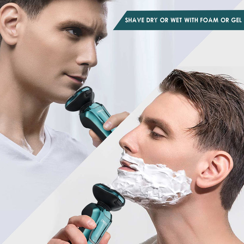 Electric Razor for Men, Mens Electric Razors Beard Shavers for Men Face 3 in 1 Rotary Shavers Nose Sideburn Trimmer Cordless Rechargeable Shaving Kit Wet Dry Use - NewNest Australia