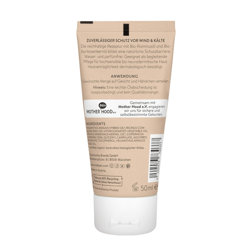 MABYEN wind and weather cream 50 ml | ÖKO-TEST Very good - Baby cream body and face - Certified natural cosmetics - Natrue, vegan, perfume-free, water-free. neutral - NewNest Australia