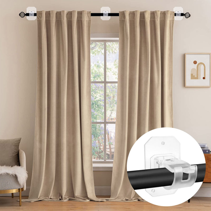 8PCS Upgraded No Drill Curtain Rod Brackets No Drilling Curtain Rod Holders Self Adhesive Curtain Rod Hooks Nail Free Adjustable Curtain Hangers Suitable for Poles of 0.78~1.57 Inch(Transparent) 8 Transparent - NewNest Australia