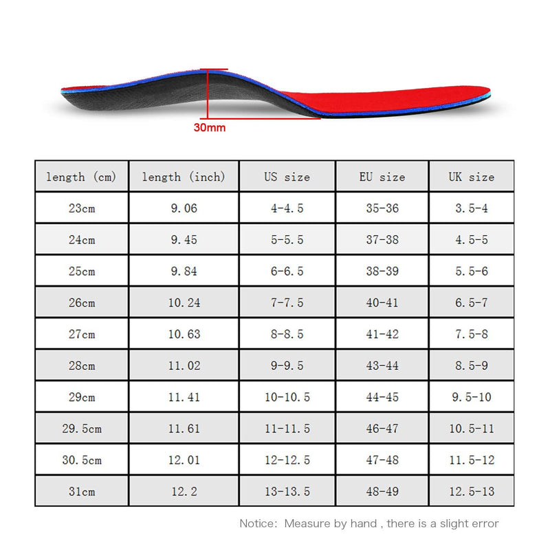 PCSsole Orthotic Arch Support Shoe Inserts Insoles for Flat Feet,Feet Pain,Plantar Fasciitis,Insoles for Men and Women Men6/Women(5.5-6)25cm A-red - NewNest Australia