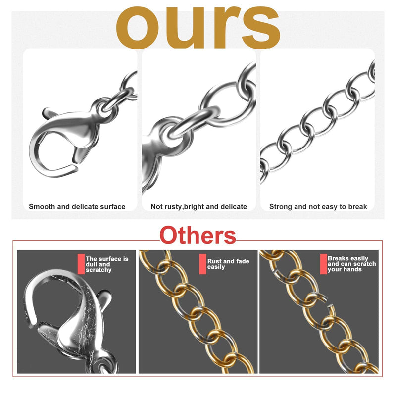 Necklace Extenders, 10Pcs Stainless Steel Gold Silver Necklace Bracelet Anklet Extension Chains with Lobster Clasps and Closures for Jewelry Making sliver&gold - NewNest Australia