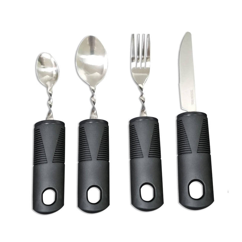 Extra Wide Handles Bendable Easy Grip Cutlery Set, Chunky Handles, Corfort Grips Disability Ideal Dining aid for Elderly Disabled Arthritis Parkinson's Disease Tremors Sufferers Black knife - NewNest Australia