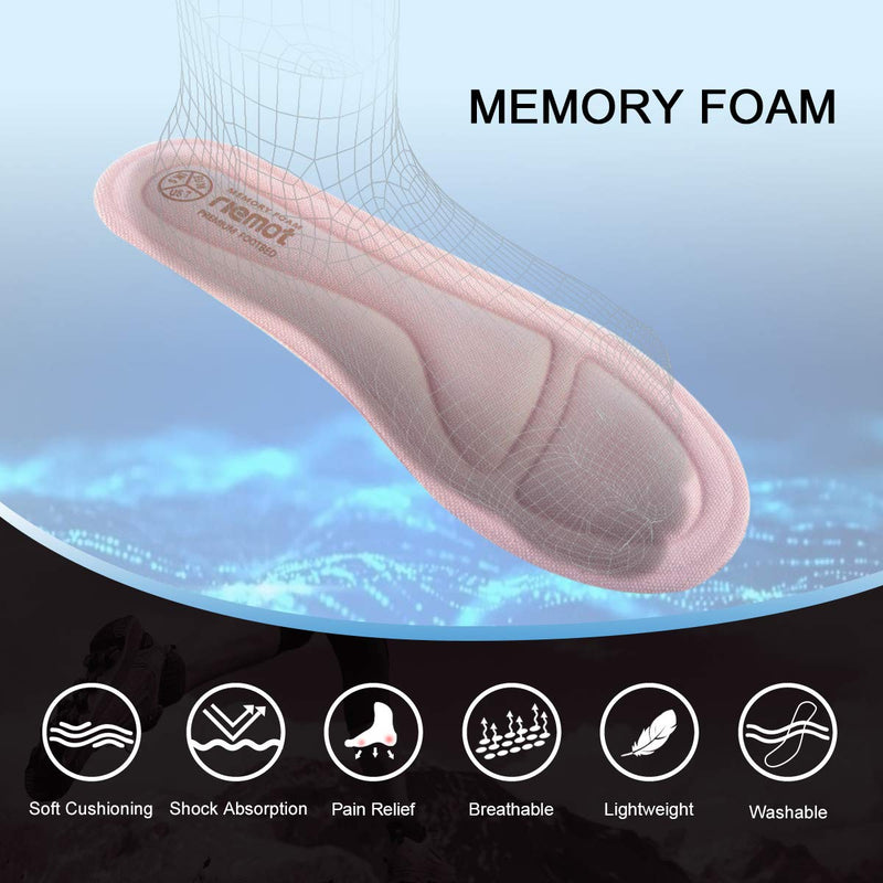 riemot Memory Foam Insoles for Men and Women,Replacement Shoe Inserts for Sports Shoes,Trainers,Sneakers,Work Boots and Walking Shoes,Comfort,Cushioning Women Pink 5 UK - NewNest Australia
