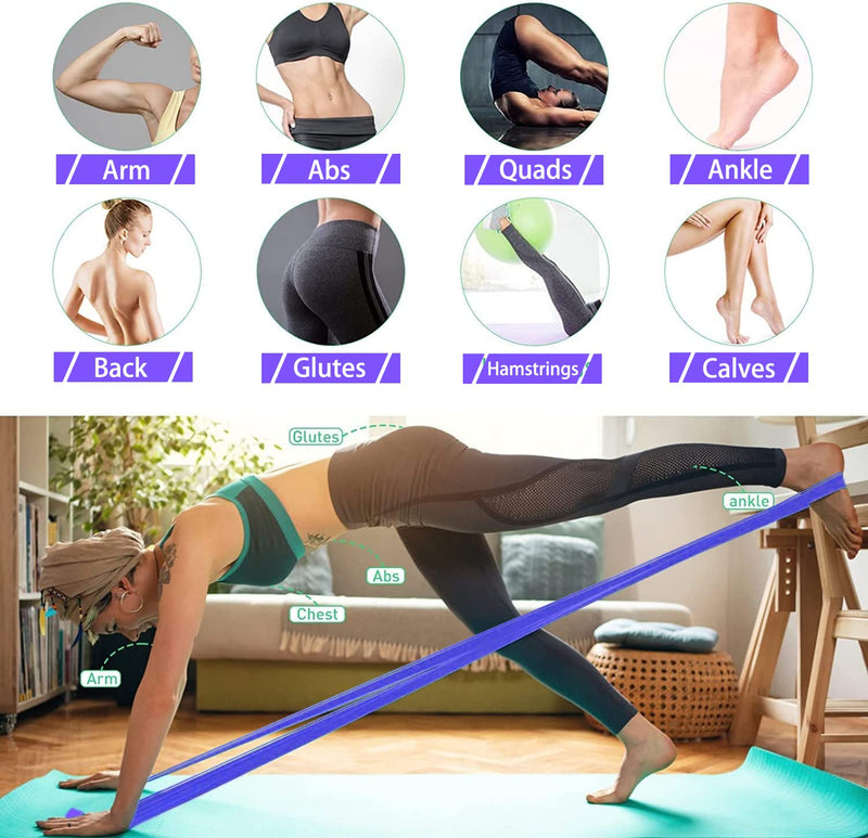 GIEMIT Resistance Bands Set,TPE Elastic Bands with 4 Resistance Levels,Exercise Bands Workout Resistance Bands Set for Recovery，Physical Therapy,Fitness,Yoga,Pilates,Rehab,Strength Training - NewNest Australia