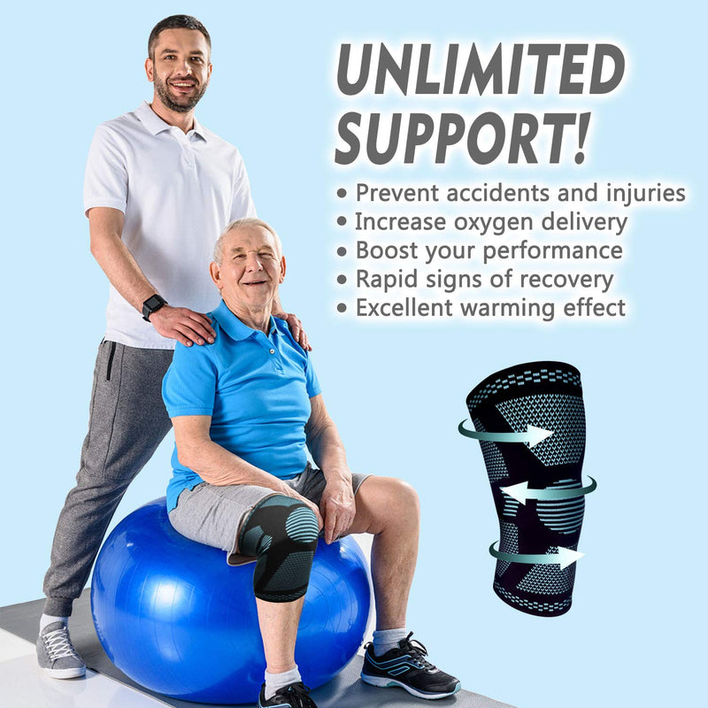 2 Pack Knee Support - Knee Compression Sleeves for Men & Women, Knee Brace for Working Out, Running, Basketball, Gym, Weightlifting, Workout, for Arthritis Joint Pain Relief Size XXL Blue 2X-Large (1 Pair) - NewNest Australia