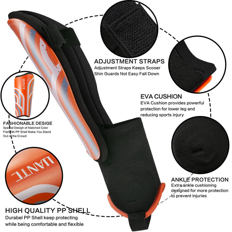 Uantc Shin Guards - Soccer Shin Guards Cushion Protection Reduce Shocks and Injuries - Calf Protective Gear Shin Guards for Kids/Adult - Shin Guards Soccer Youth for Boys/Girls Orange Small - NewNest Australia