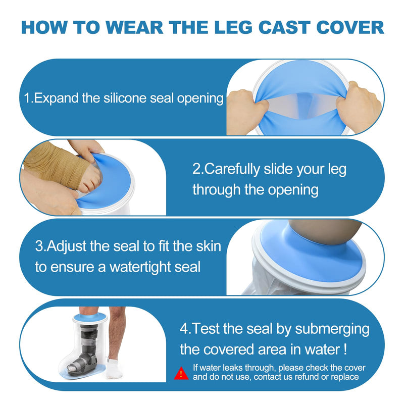 Yunchi Upgraded Shower Protection Leg Adult Anti Slip Xl Cast Protection Waterproof Leg Bandage Protection Reusable Shower Bag For Foot Plaster Lower Leg Plaster Bandage (Short Leg Protector Xl) - NewNest Australia