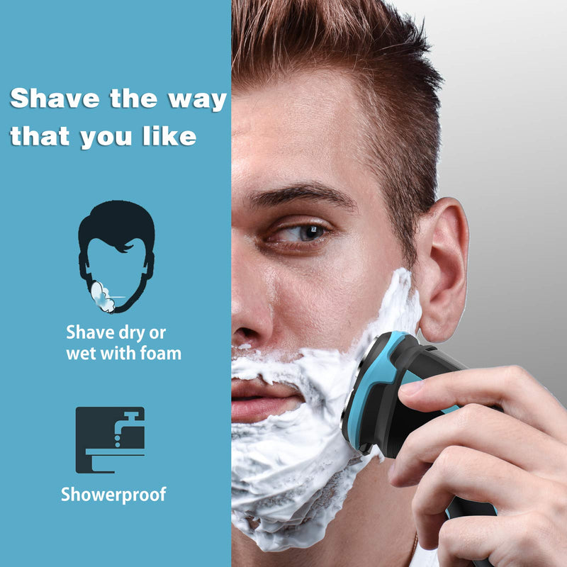 MAX-T Electric Shaver for Men, Cordless Electric Razor with Travel Case, Wet & Dry Use Men's Electric Shaver with Pop-Up Trimmer, 3D Rechargeable IPX7 Waterproof Rotary Shaver Best Gift for Dad/ Lover - NewNest Australia