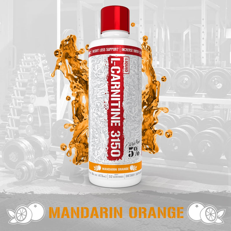 Rich Piana 5% Nutrition Liquid L-Carnitine 3150 | Premium 4 Source Blend + GBB, The "Super Carnitine" (Mandarin Orange) Mandarin Orange - NewNest Australia
